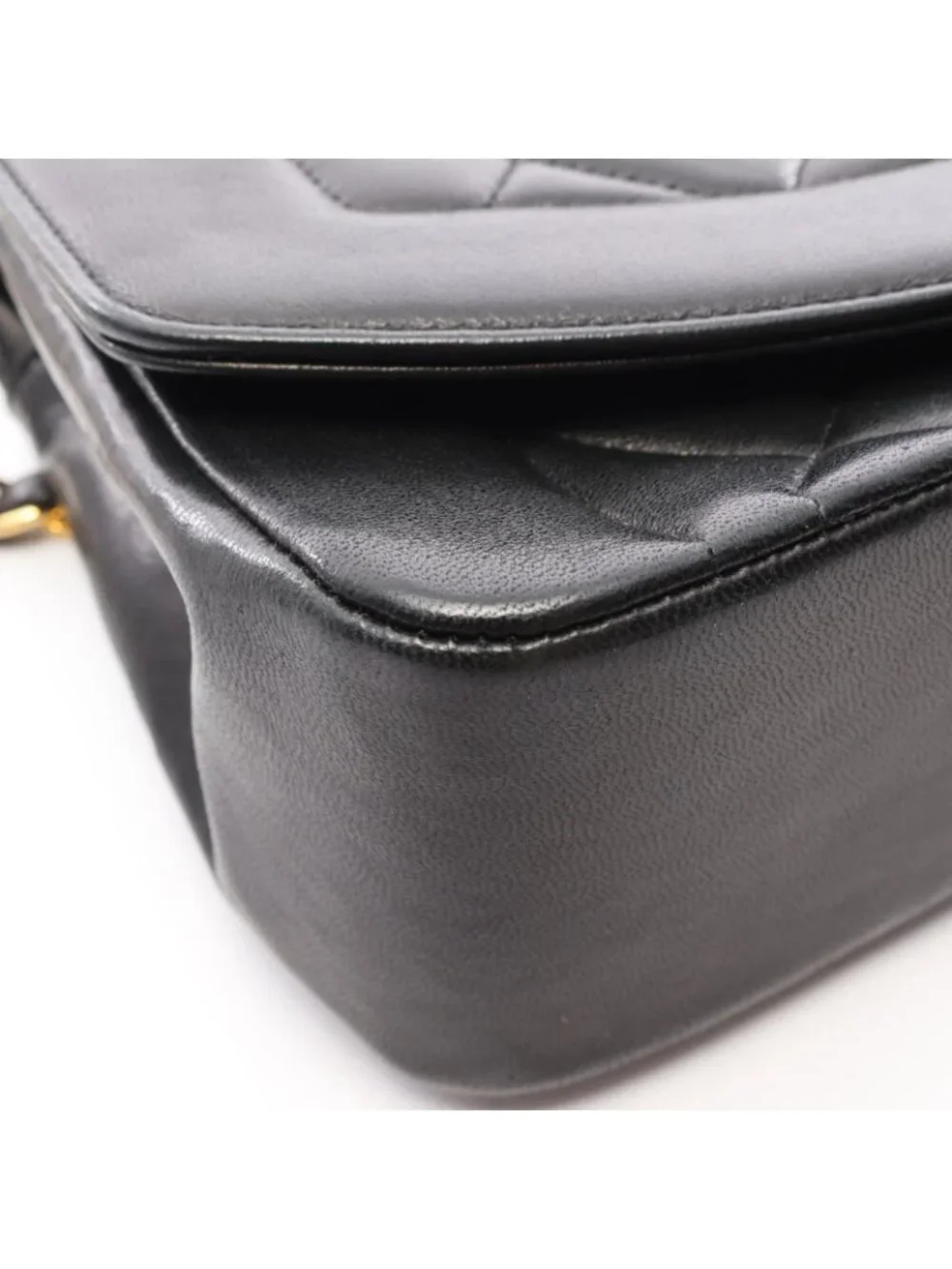 Chanel Shoulder Bag Quilted Diana Flap Black Lambskin Chain
